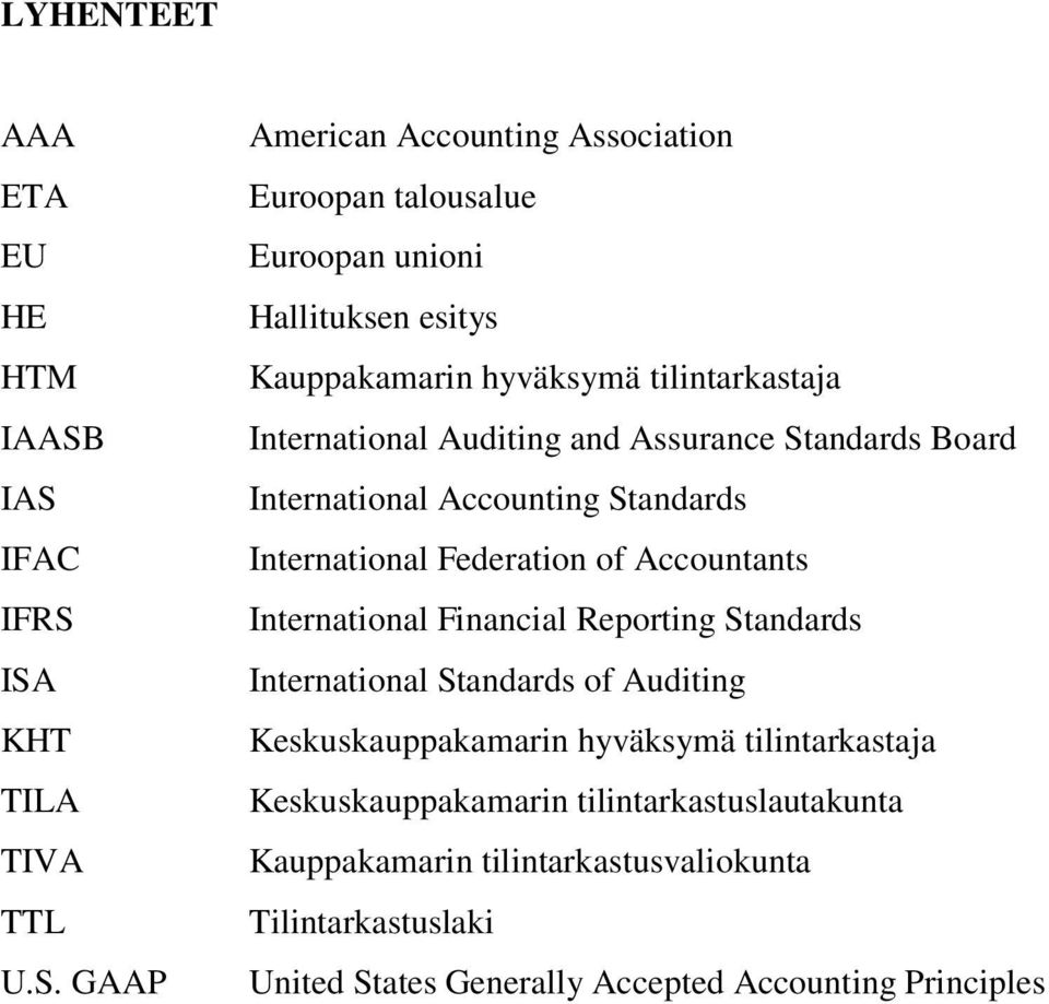 hyväksymä tilintarkastaja International Auditing and Assurance Standards Board International Accounting Standards International Federation of Accountants