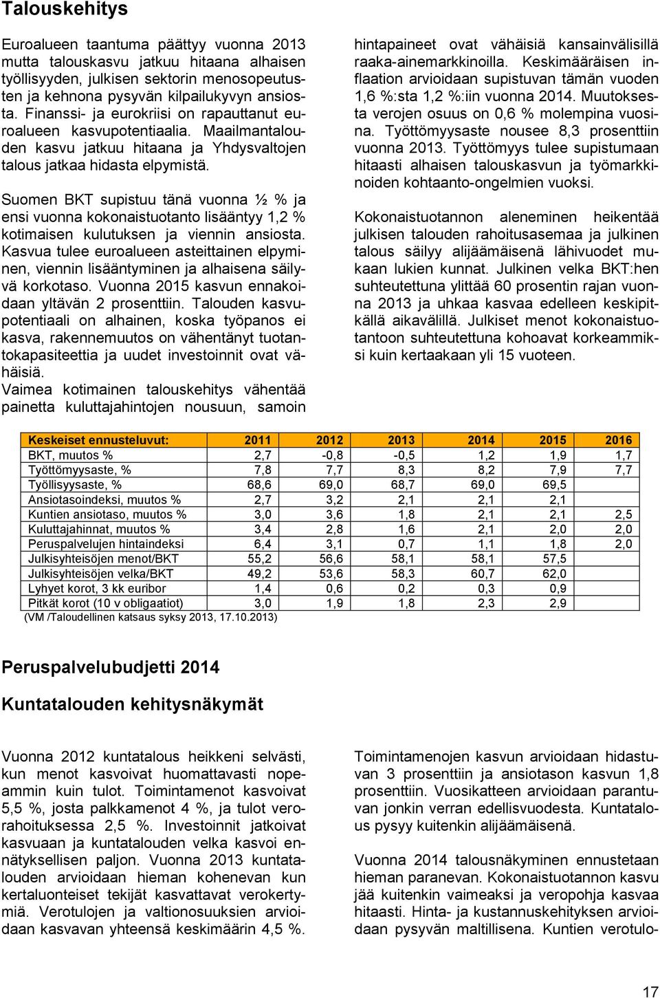 Suomen BKT supistuu tänä vuonna ½ % ja ensi vuonna kokonaistuotanto lisääntyy 1,2 % kotimaisen kulutuksen ja viennin ansiosta.