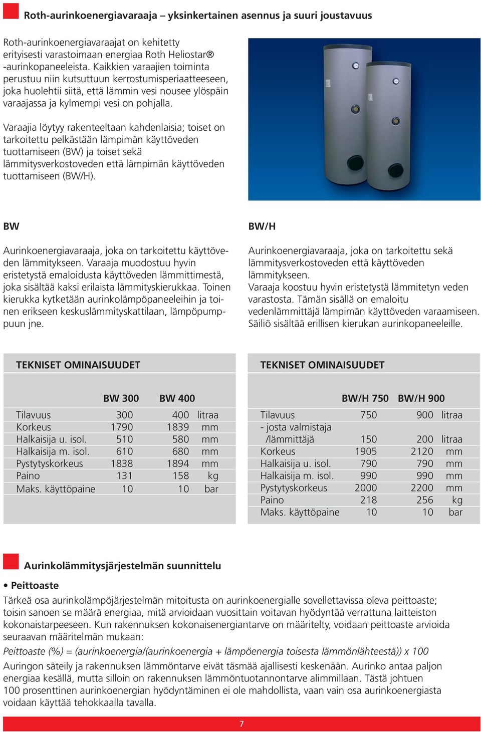 Varaajia löytyy rakenteeltaan kahdenlaisia; toiset on tarkoitettu pelkästään lämpimän käyttöveden tuottamiseen (BW) ja toiset sekä lämmitysverkostoveden että lämpimän käyttöveden tuottamiseen (BW/H).