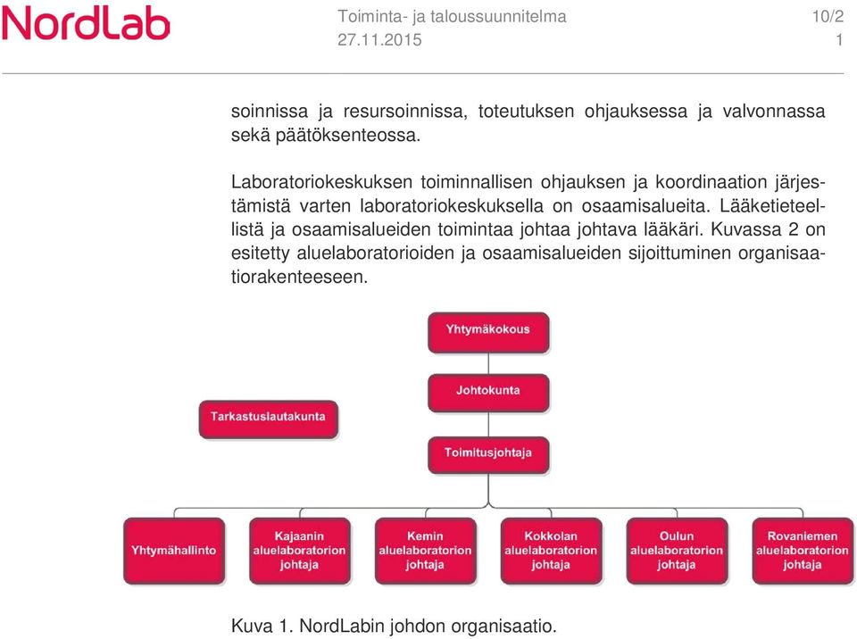 on osaamisalueita. Lääketieteellistä ja osaamisalueiden toimintaa johtaa johtava lääkäri.