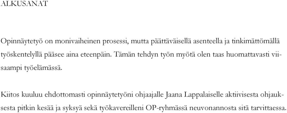 Tämän tehdyn työn myötä olen taas huomattavasti viisaampi työelämässä.