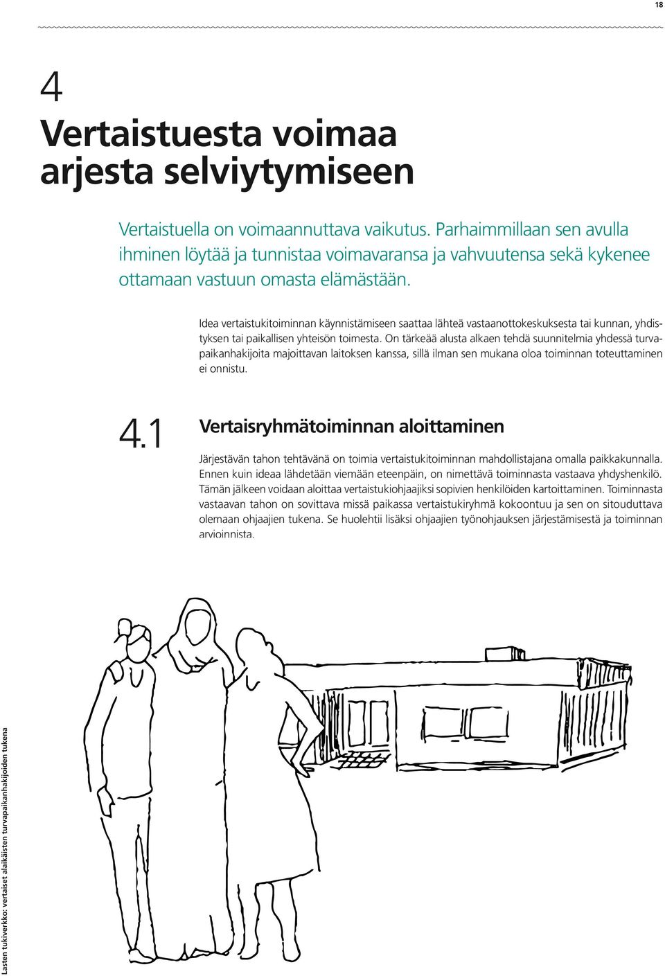 Idea vertaistukitoiminnan käynnistämiseen saattaa lähteä vastaanottokeskuksesta tai kunnan, yhdistyksen tai paikallisen yhteisön toimesta.