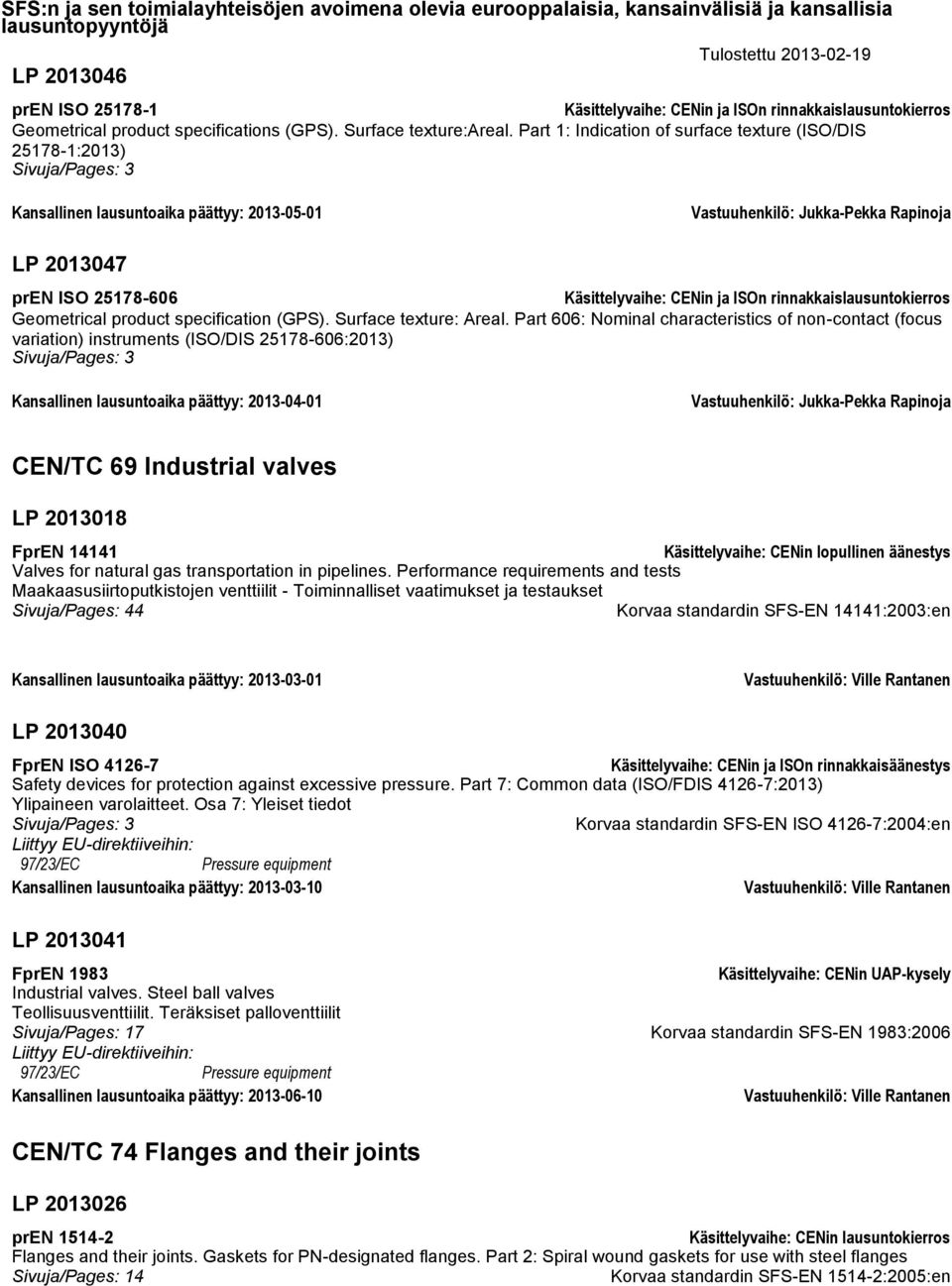 specification (GPS). Surface texture: Areal.