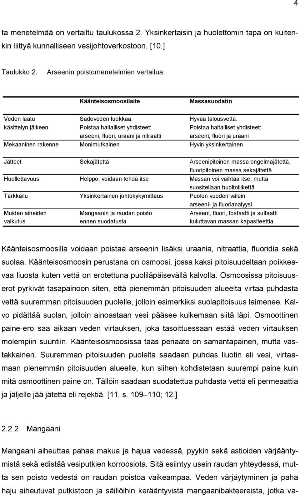 käsittelyn jälkeen Poistaa haitalliset yhdisteet: Poistaa haitalliset yhdisteet: arseeni, fluori, uraani ja nitraatti arseeni, fluori ja uraani Mekaaninen rakenne Monimutkainen Hyvin yksinkertainen
