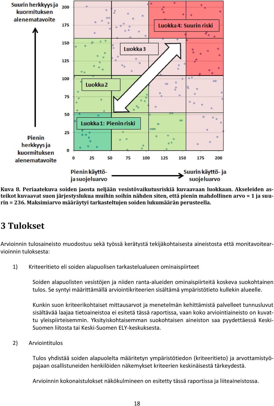 3 Tulokset Arvioinnin tulosaineisto muodostuu sekä työssä kerätystä tekijäkohtaisesta aineistosta että monitavoitearvioinnin tuloksesta: 1) Kriteeritieto eli soiden alapuolisen tarkastelualueen