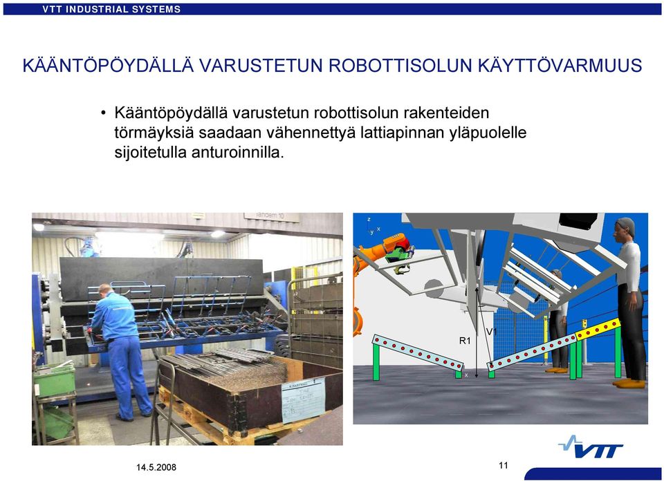 robottisolun rakenteiden törmäyksiä saadaan