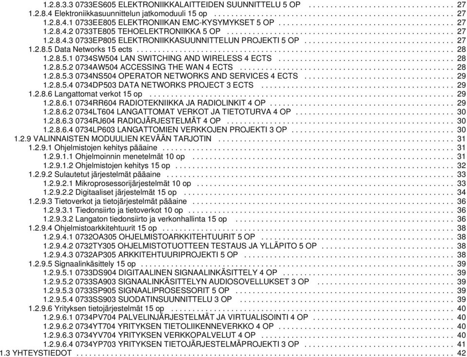 .................................. 27 1.2.8.5 Data Networks 15 ects.......................................................................... 28 1.2.8.5.1 0734SW504 LAN SWITCHING AND WIRELESS 4 ECTS.
