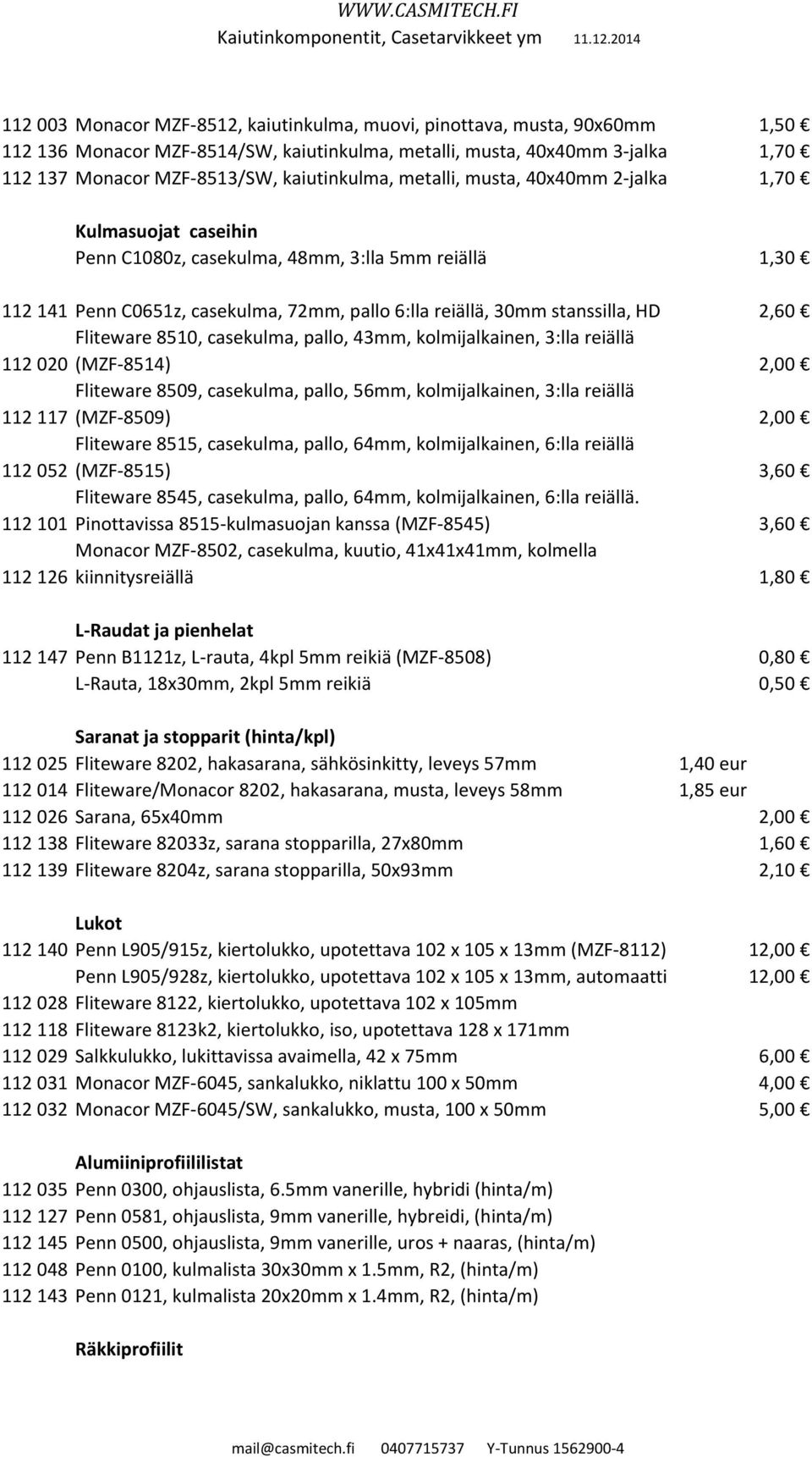 stanssilla, HD 2,60 Fliteware 8510, casekulma, pallo, 43mm, kolmijalkainen, 3:lla reiällä 112 020 (MZF-8514) 2,00 Fliteware 8509, casekulma, pallo, 56mm, kolmijalkainen, 3:lla reiällä 112 117