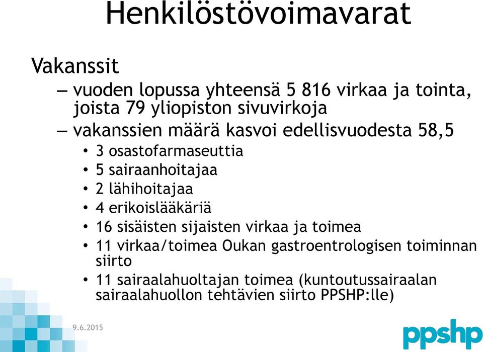 lähihoitajaa 4 erikoislääkäriä 16 sisäisten sijaisten virkaa ja toimea 11 virkaa/toimea Oukan