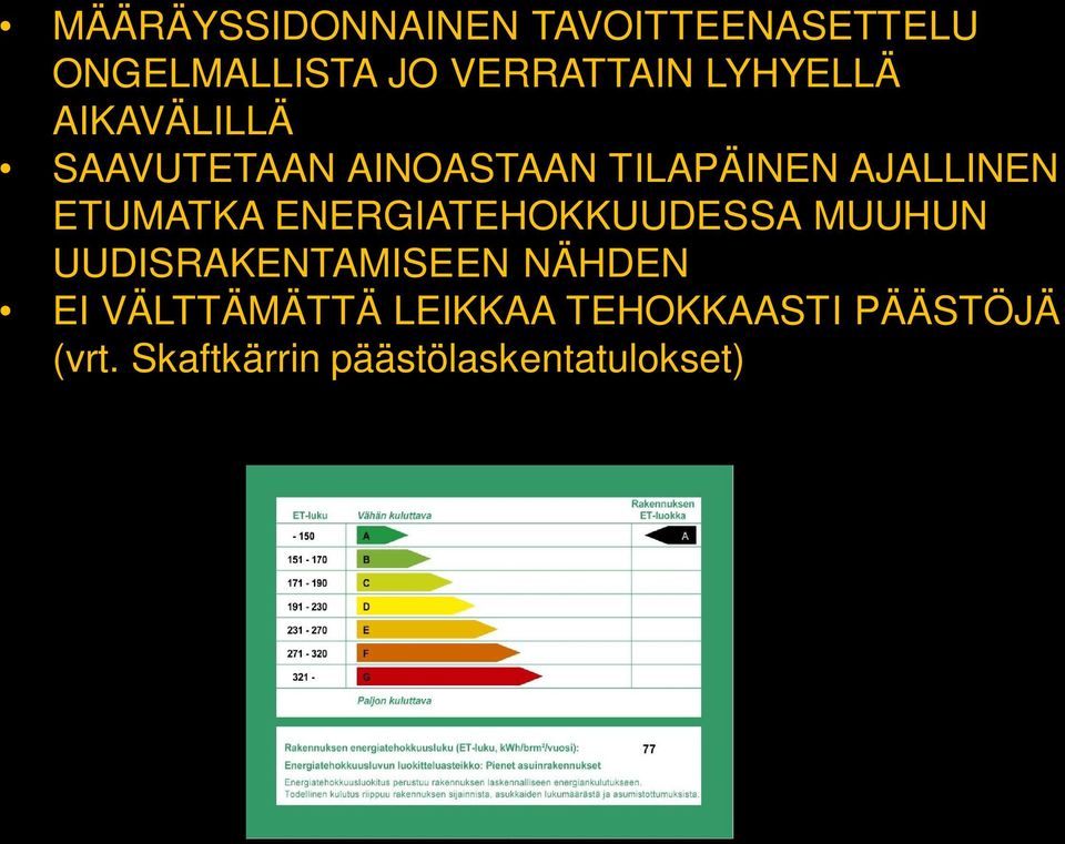 ETUMATKA ENERGIATEHOKKUUDESSA MUUHUN UUDISRAKENTAMISEEN NÄHDEN EI