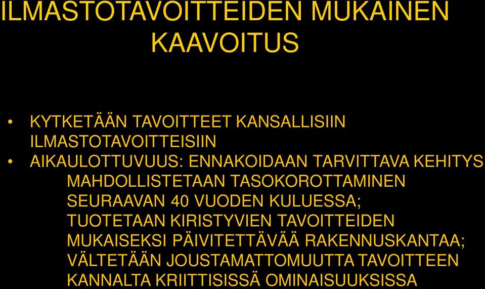 TASOKOROTTAMINEN SEURAAVAN 40 VUODEN KULUESSA; TUOTETAAN KIRISTYVIEN TAVOITTEIDEN