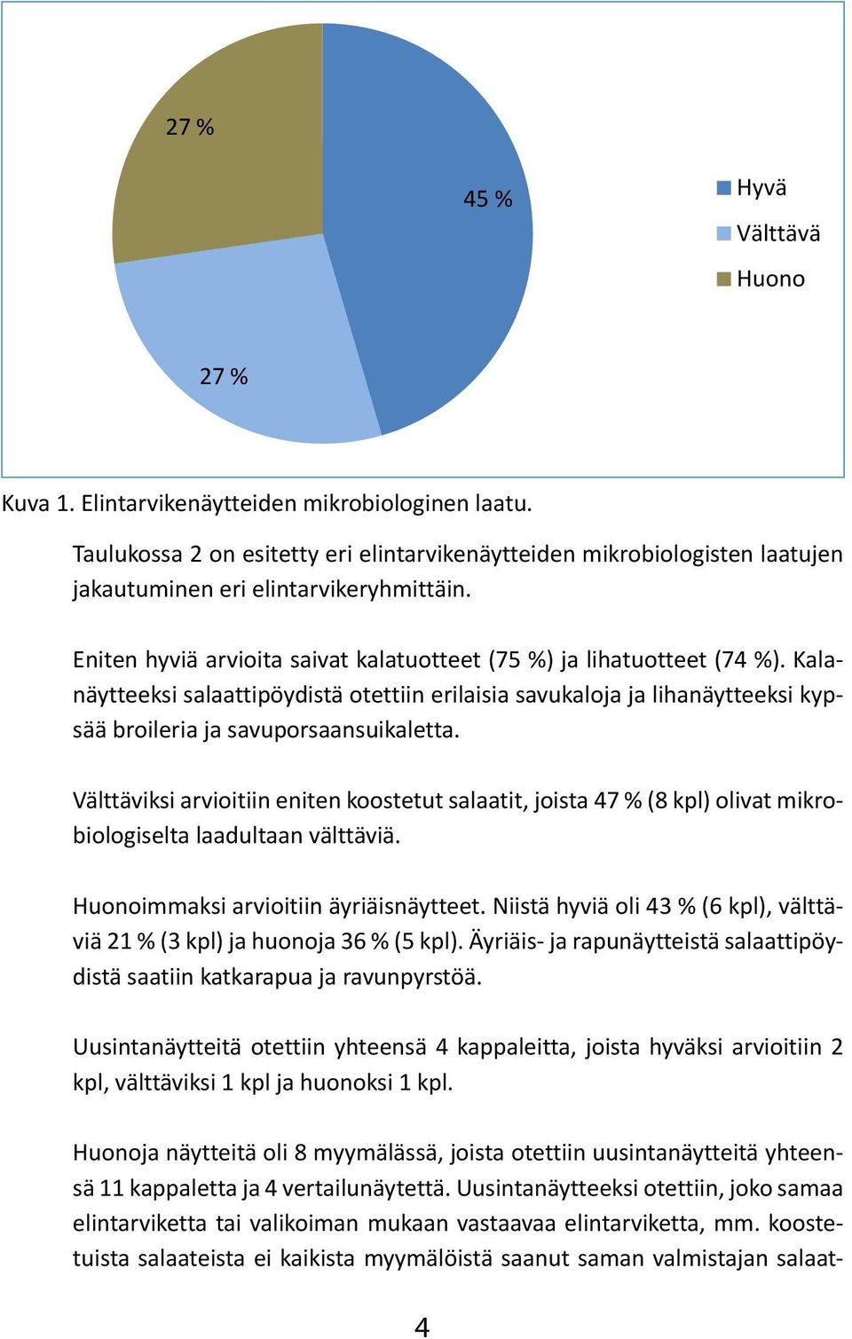 Kalanäytteeksi salaattipöydistä otettiin erilaisia savukaloja ja lihanäytteeksi kypsää broileria ja savuporsaansuikaletta.
