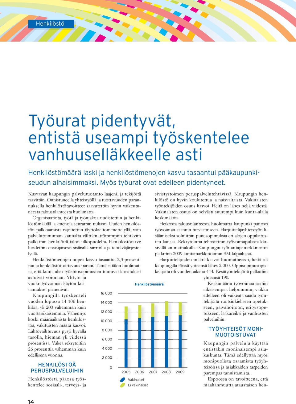 Onnistuneella yhteistyöllä ja tuottavuuden parannuksella henkilöstötavoitteet saavutettiin hyvin vaikeutuneesta taloustilanteesta huolimatta.