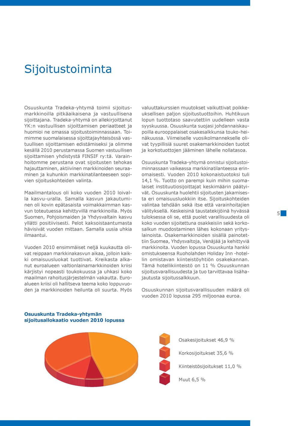 Toimimme suomalaisessa sijoittajayhteisössä vastuullisen sijoittamisen edistämiseksi ja olimme kesällä 2010 perustamassa Suomen vastuullisen sijoittamisen yhdistystä FINSIF ry:tä.