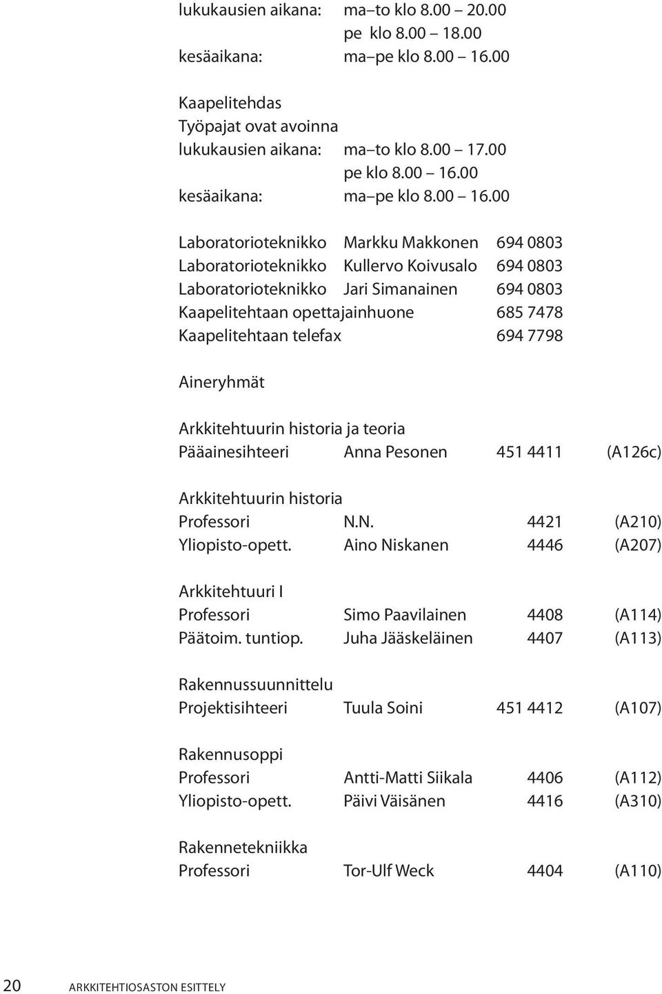 00 kesäaikana: ma pe klo 8.00 16.