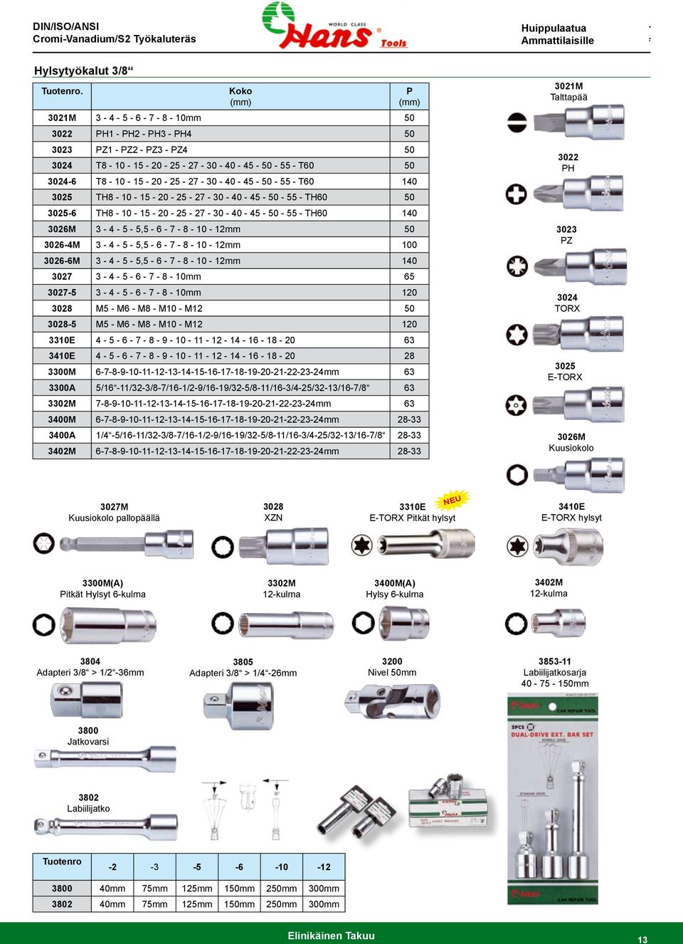 45-50 - 55 - T60 140 3025 TH8-10 - 15-20 - 25-27 - 30-40 - 45-50 - 55 - TH60 50 3025-6 TH8-10 - 15-20 - 25-27 - 30-40 - 45-50 - 55 - TH60 140 3026M 3-4 - 5-5,5-6 - 7-8 - 10-12mm 50 3026-4M 3-4 -