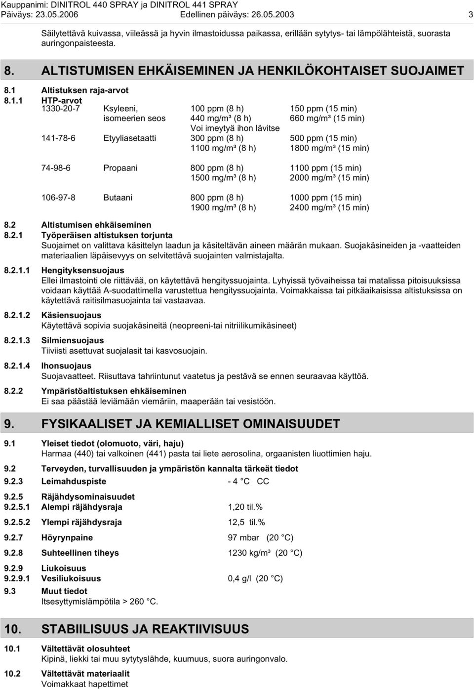 Altistuksen raja-arvot 8.1.