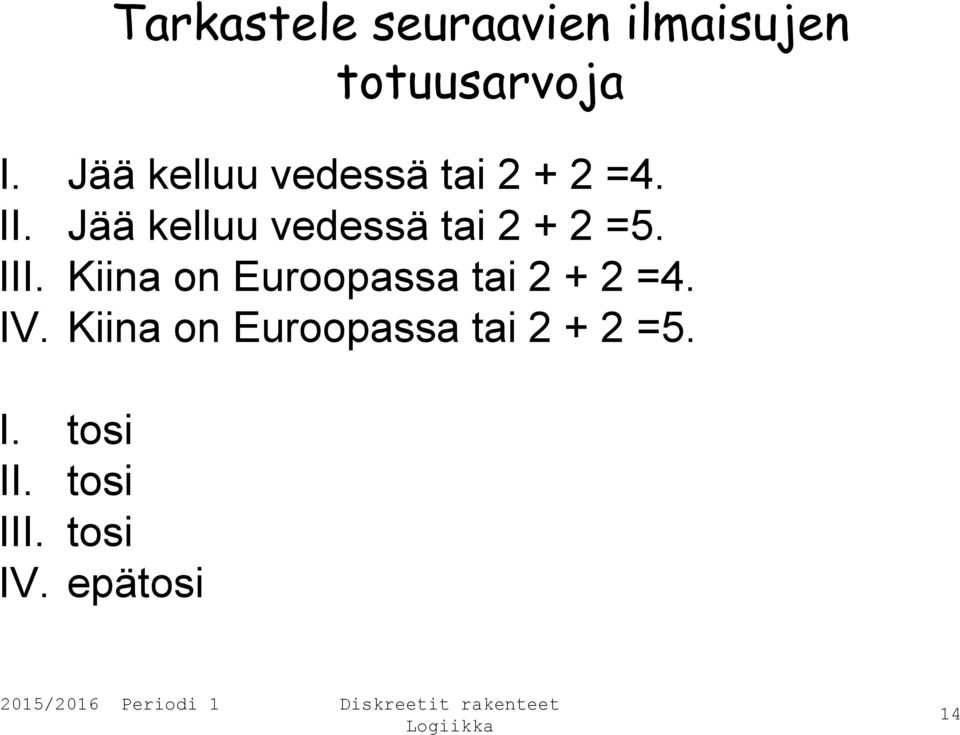 Jää kelluu vedessä tai 2 + 2 =5. III.