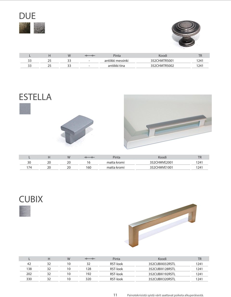 352CUBIX032RSTL 1241 138 32 10 128 RST-look 352CUBIX128RSTL 1241 202 32 10 192 RST-look 352CUBIX192RSTL 1241