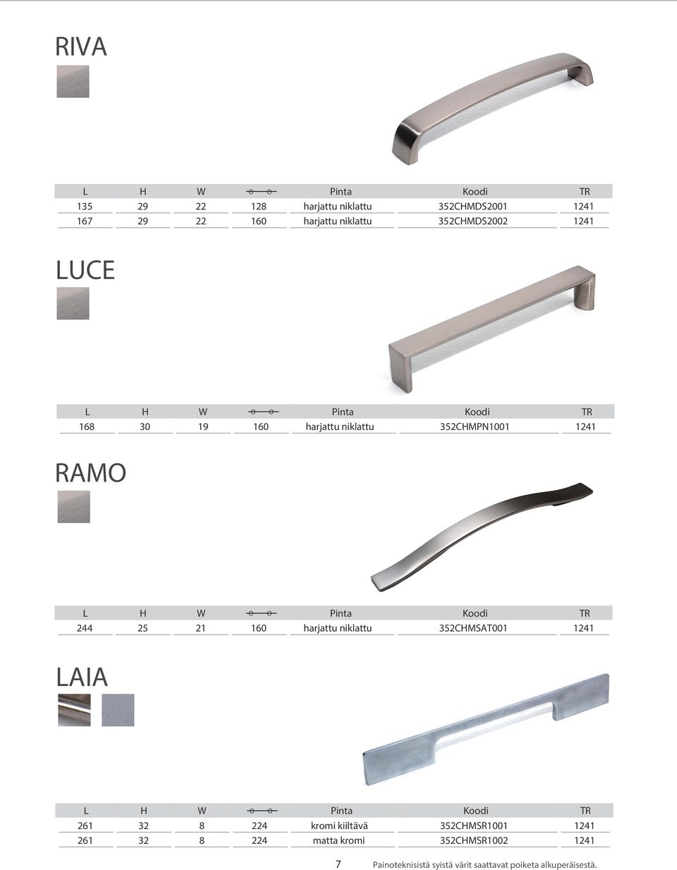 harjattu niklattu 352CHMSAT001 1241 LAIA 261 32 8 224 kromi kiiltävä 352CHMSR1001 1241 261 32