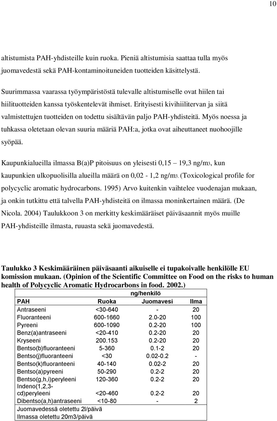 Erityisesti kivihiilitervan ja siitä valmistettujen tuotteiden on todettu sisältävän paljo PAH-yhdisteitä.