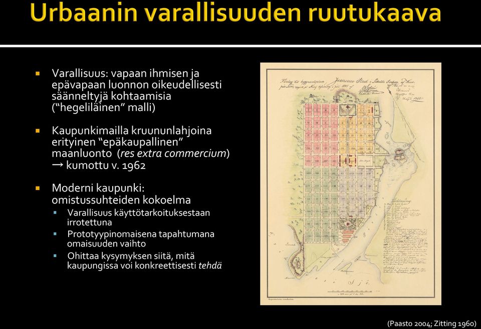 1962 Moderni kaupunki: omistussuhteiden kokoelma Varallisuus käyttötarkoituksestaan irrotettuna