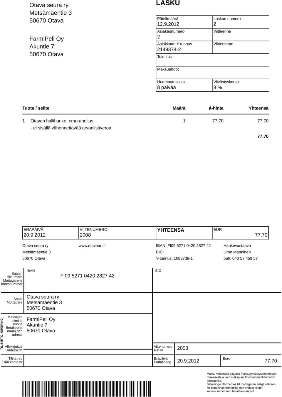 fi : : n ns FarmiPeli Oy Akuntie 7 2008