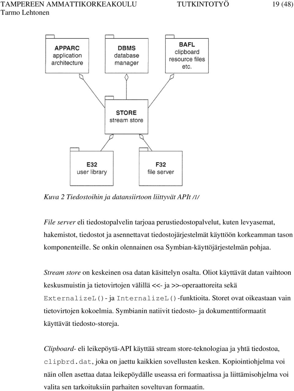 Stream store on keskeinen osa datan käsittelyn osalta. Oliot käyttävät datan vaihtoon keskusmuistin ja tietovirtojen välillä <<- ja >>-operaattoreita sekä ExternalizeL()- ja InternalizeL()-funktioita.