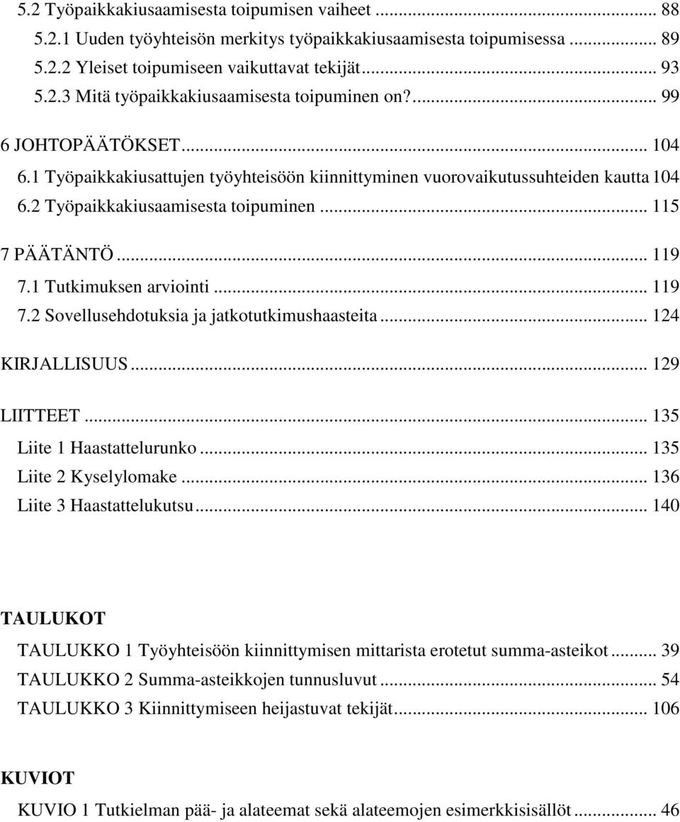 1 Tutkimuksen arviointi... 119 7.2 Sovellusehdotuksia ja jatkotutkimushaasteita... 124 KIRJALLISUUS... 129 LIITTEET... 135 Liite 1 Haastattelurunko... 135 Liite 2 Kyselylomake.