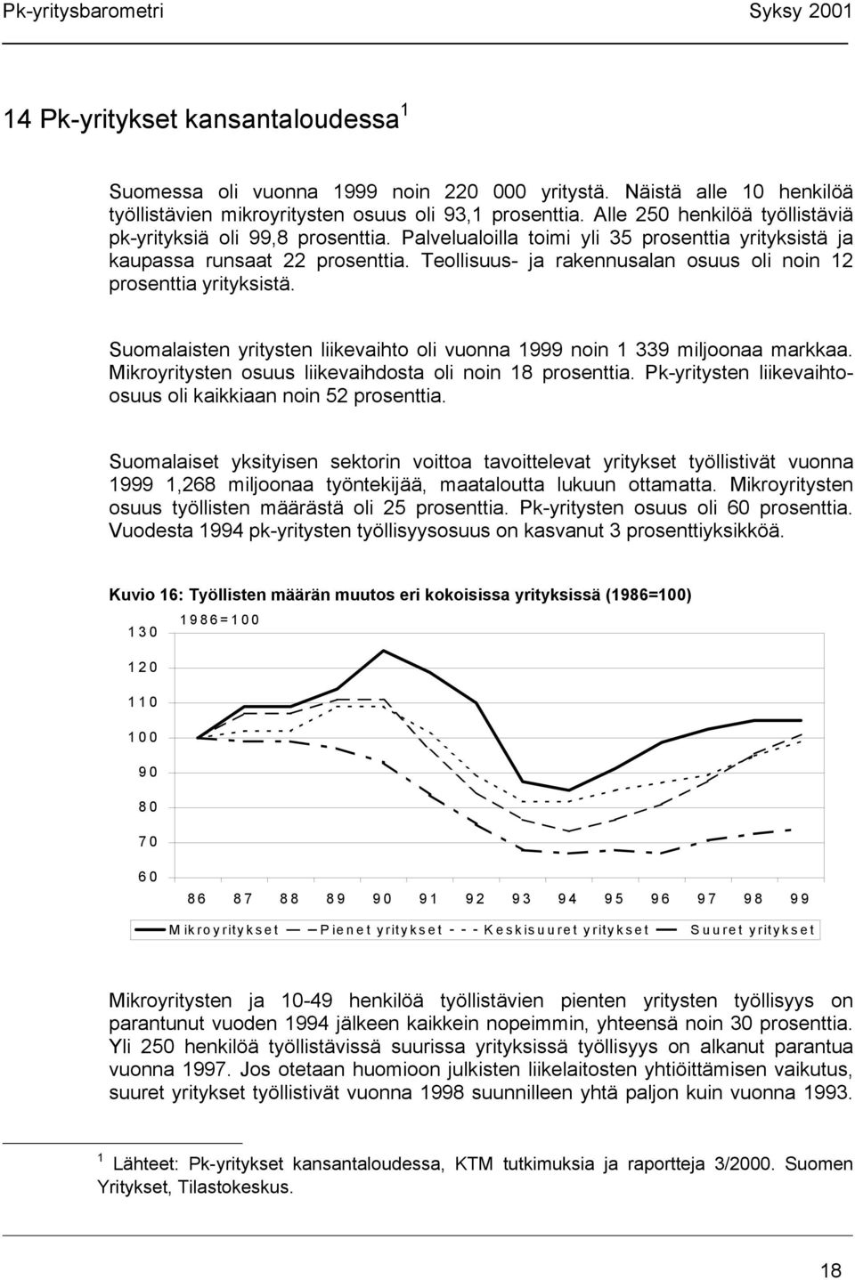 Teollisuus- ja rakennusalan osuus oli noin 12 prosenttia yrityksistä. Suomalaisten yritysten liikevaihto oli vuonna 1999 noin 1 339 miljoonaa markkaa.