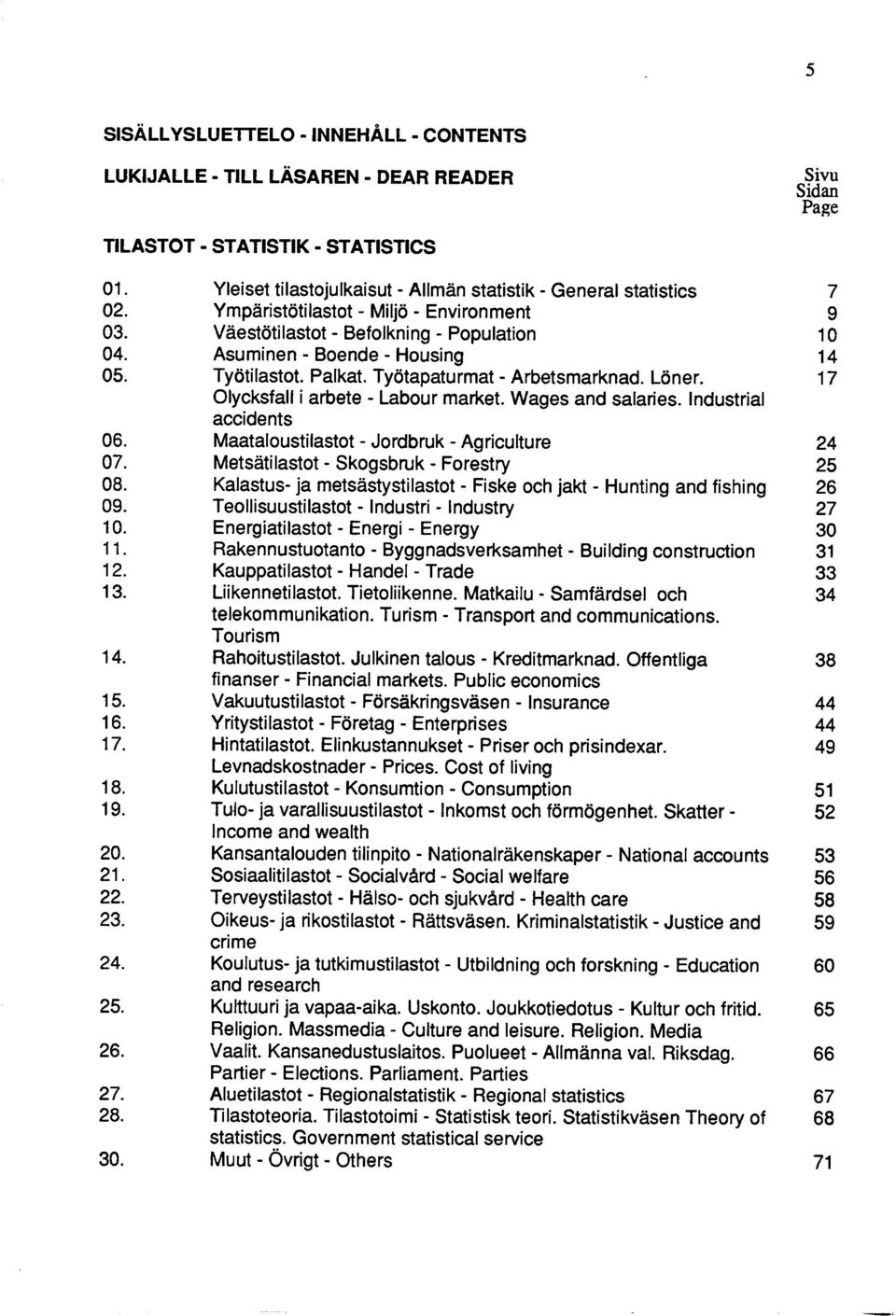 Työtilastot. Palkat. Työtapaturmat - Arbetsmarknad. Löner. 17 Olycksfall i arbete - Labour market. Wages and salaries. Industrial accidents 06. Maataloustilastot - Jordbruk - Agriculture 24 07.