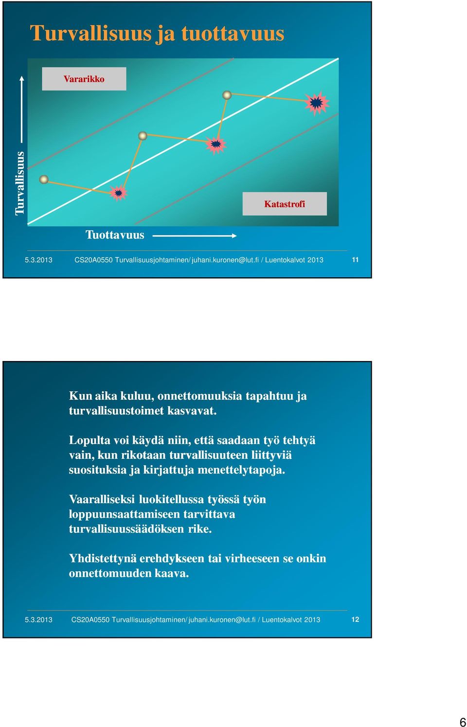 Lopulta voi käydä niin, että saadaan työ tehtyä vain, kun rikotaan turvallisuuteen liittyviä suosituksia ja kirjattuja menettelytapoja.