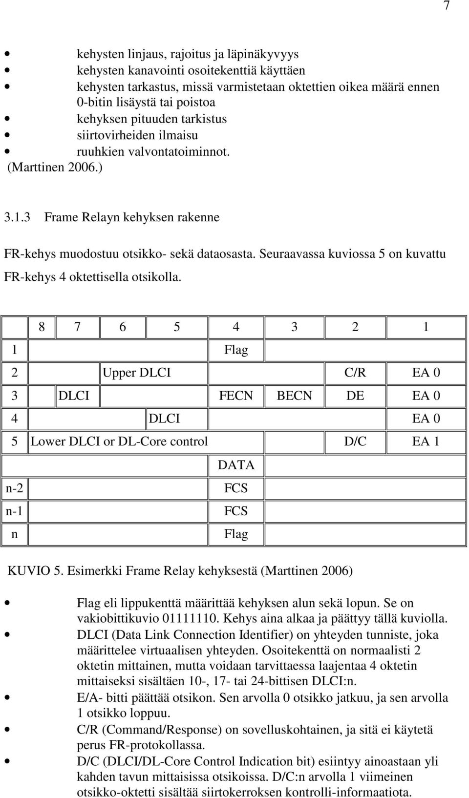 Seuraavassa kuviossa 5 on kuvattu FR-kehys 4 oktettisella otsikolla.