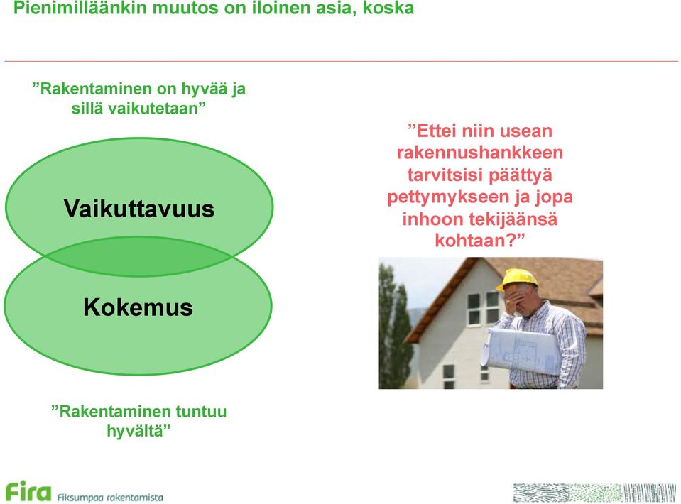 rakennushankkeen tarvitsisi päättyä pettymykseen ja jopa