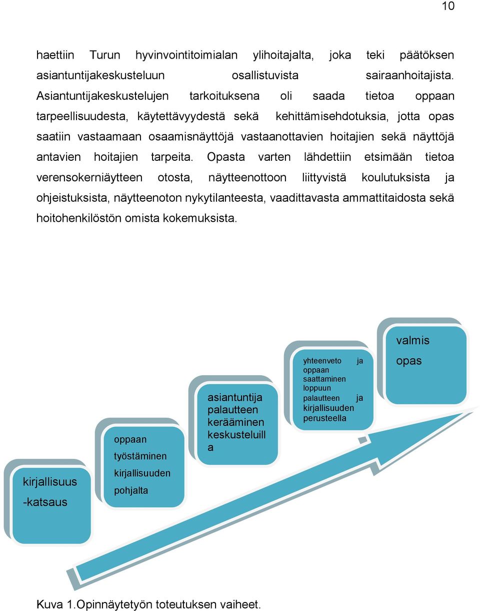 sekä näyttöjä antavien hoitajien tarpeita.