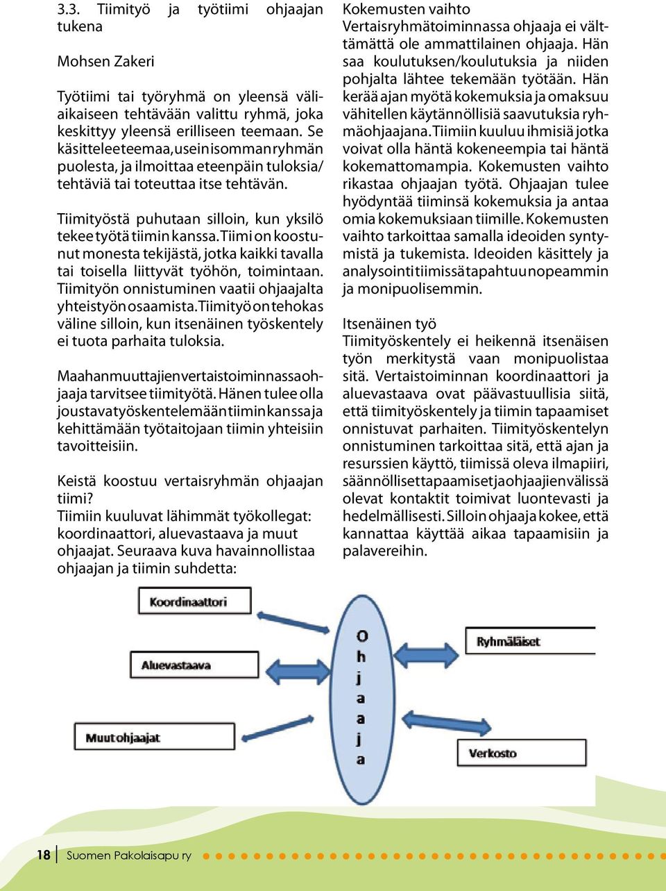 Tiimi on koostunut monesta tekijästä, jotka kaikki tavalla tai toisella liittyvät työhön, toimintaan. Tiimityön onnistuminen vaatii ohjaajalta yhteistyön osaamista.