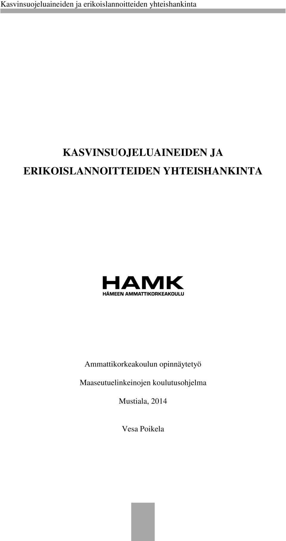 Ammattikorkeakoulun opinnäytetyö