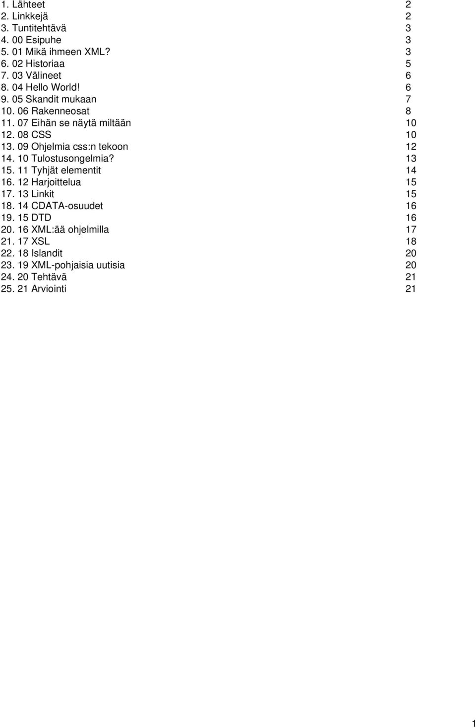 09 Ohjelmia css:n tekoon 12 14. 10 Tulostusongelmia? 13 15. 11 Tyhjät elementit 14 16. 12 Harjoittelua 15 17. 13 Linkit 15 18.