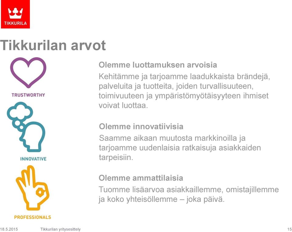 Olemme innovatiivisia Saamme aikaan muutosta markkinoilla ja tarjoamme uudenlaisia ratkaisuja asiakkaiden