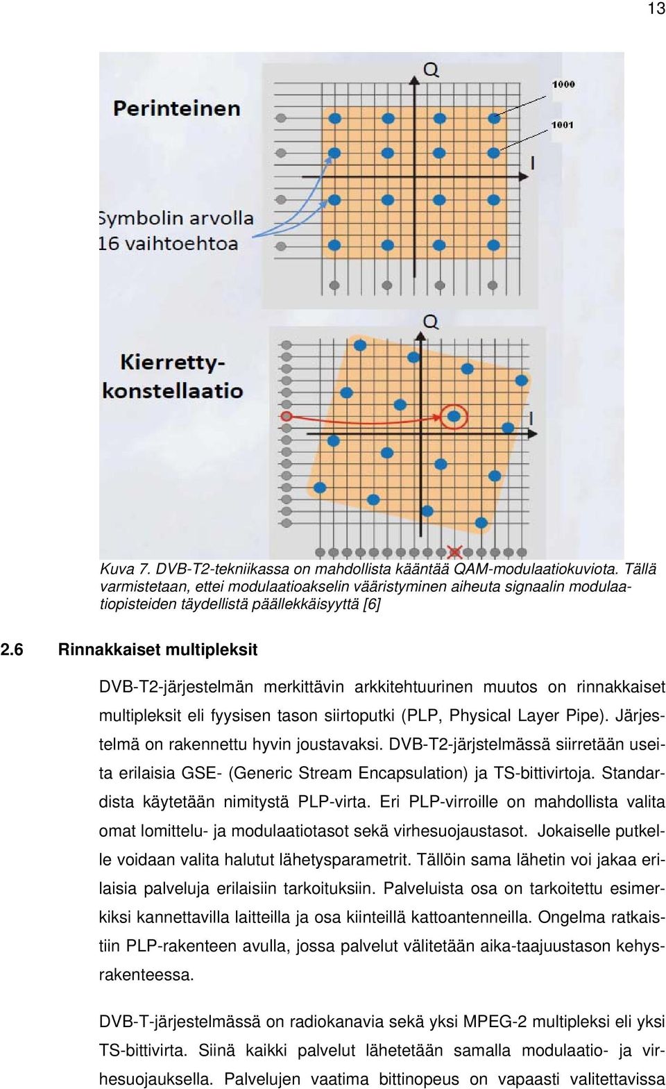 6 Rinnakkaiset multipleksit DVB-T2-järjestelmän merkittävin arkkitehtuurinen muutos on rinnakkaiset multipleksit eli fyysisen tason siirtoputki (PLP, Physical Layer Pipe).