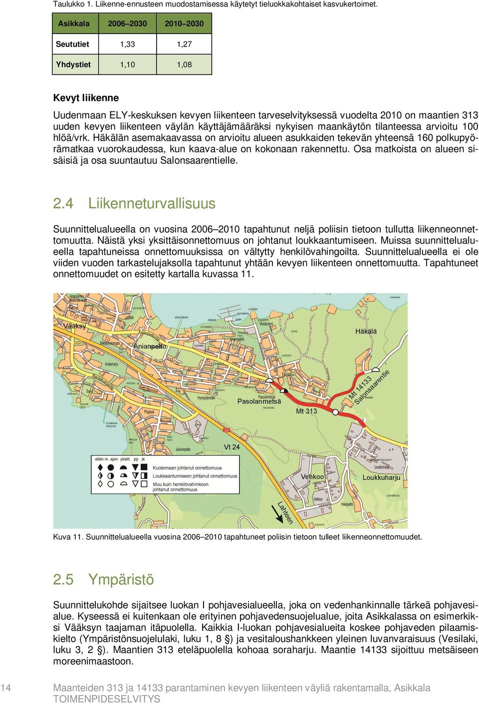 käyttäjämääräksi nykyisen maankäytön tilanteessa arvioitu 1 hlöä/vrk.