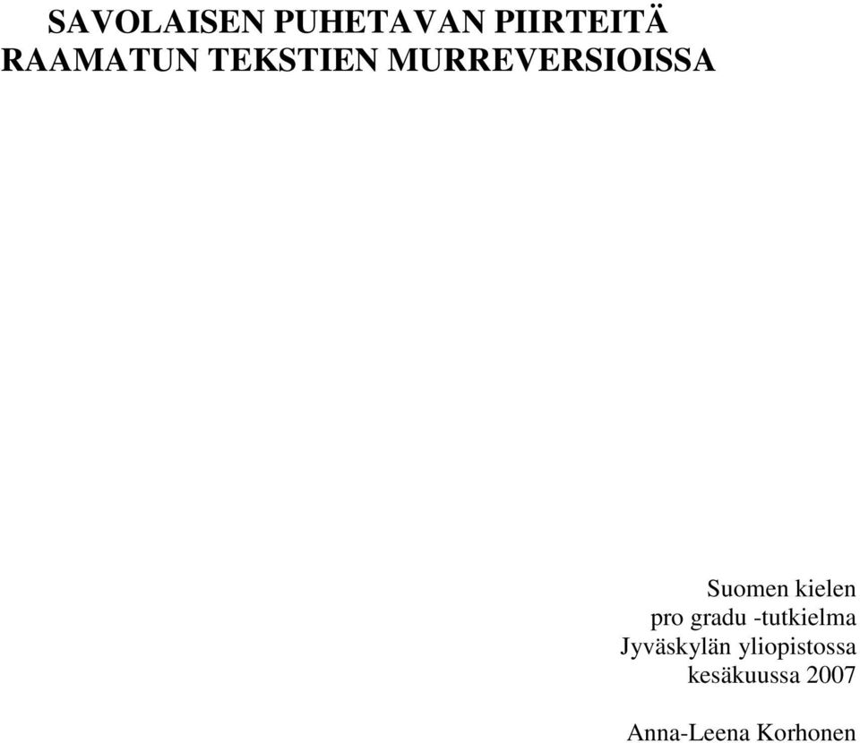 pro gradu -tutkielma Jyväskylän