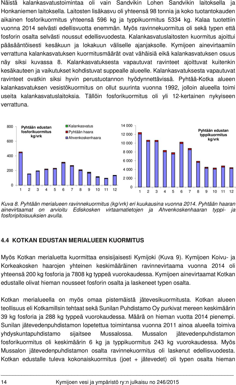 Myös ravinnekuormitus oli sekä typen että fosforin osalta selvästi noussut edellisvuodesta. Kalankasvatuslaitosten kuormitus ajoittui pääsääntöisesti kesäkuun ja lokakuun väliselle ajanjaksolle.