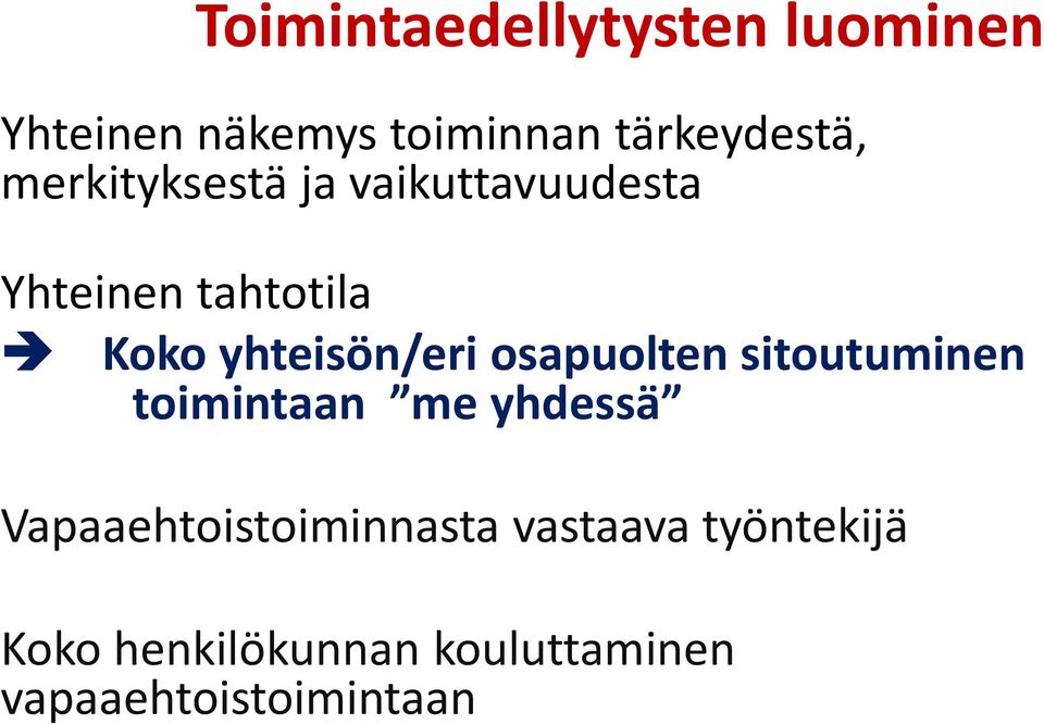 osapuolten sitoutuminen toimintaan me yhdessä Vapaaehtoistoiminnasta