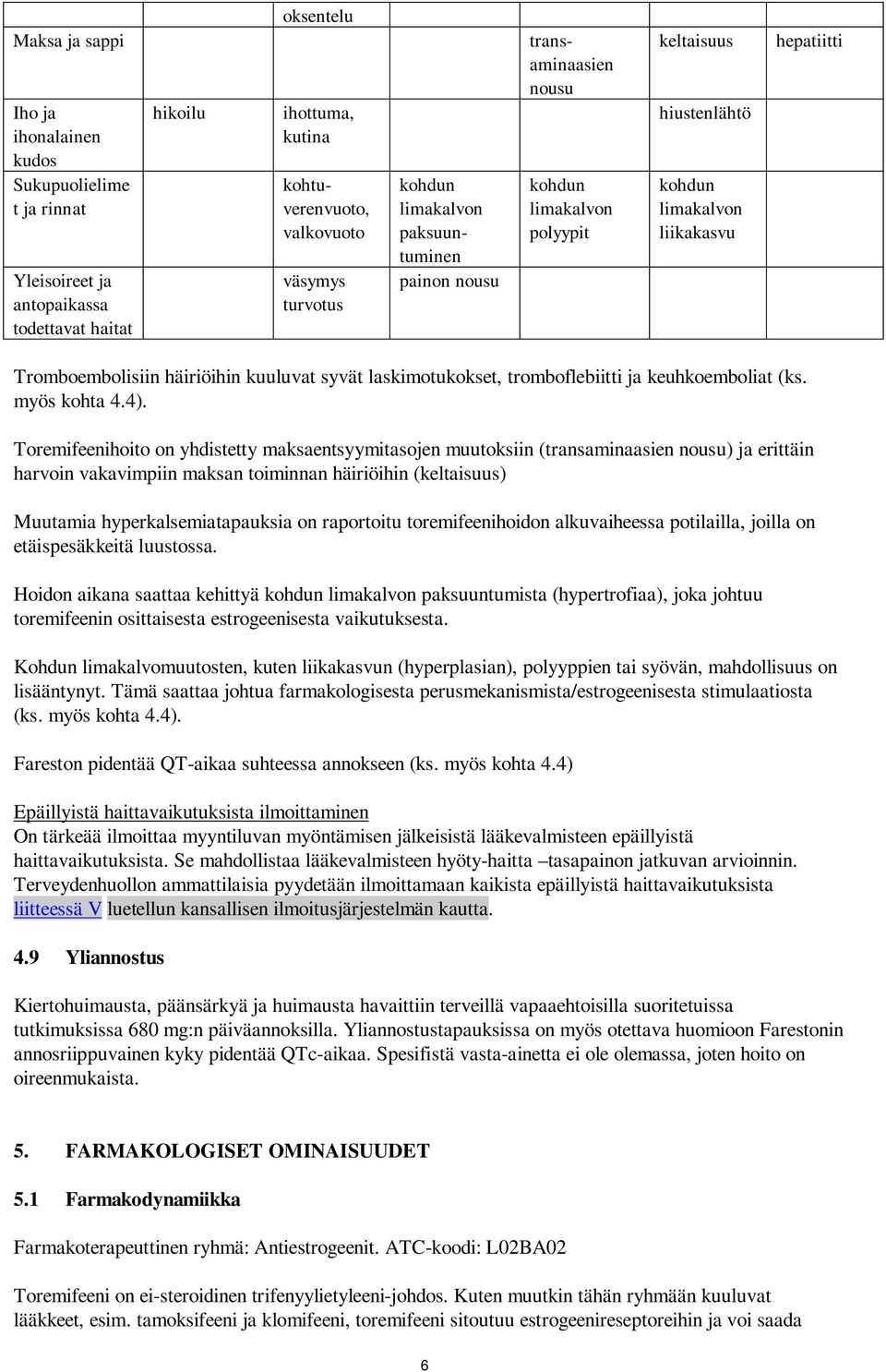 laskimotukokset, tromboflebiitti ja keuhkoemboliat (ks. myös kohta 4.4).