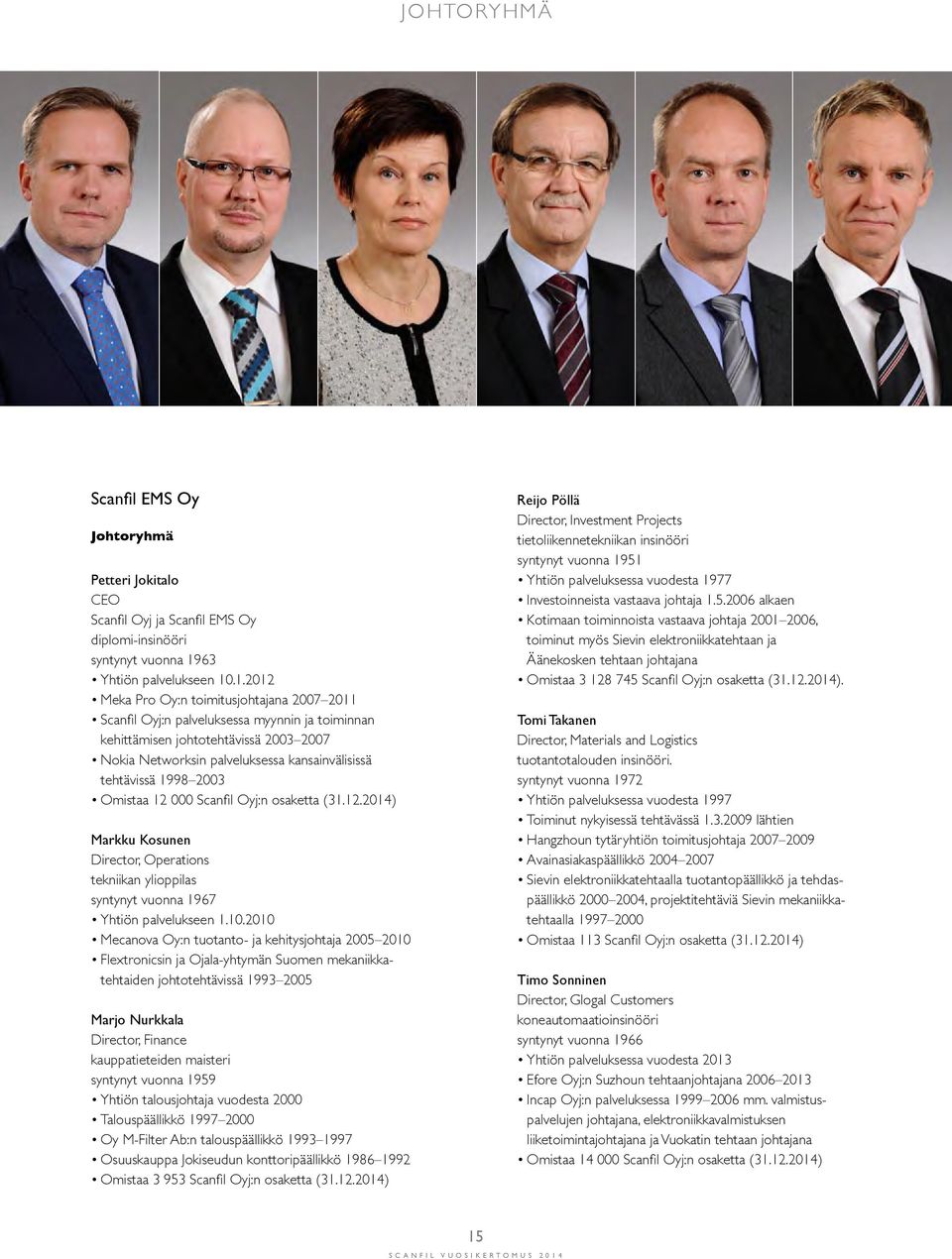 .1.2012 Meka Pro Oy:n toimitusjohtajana 2007 2011 Scanfil Oyj:n palveluksessa myynnin ja toiminnan kehittämisen johtotehtävissä 2003 2007 Nokia Networksin palveluksessa kansainvälisissä tehtävissä