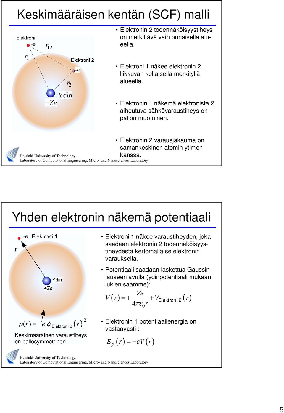 Elektronin varausjakauma on samankeskinen atomin ytimen kanssa.