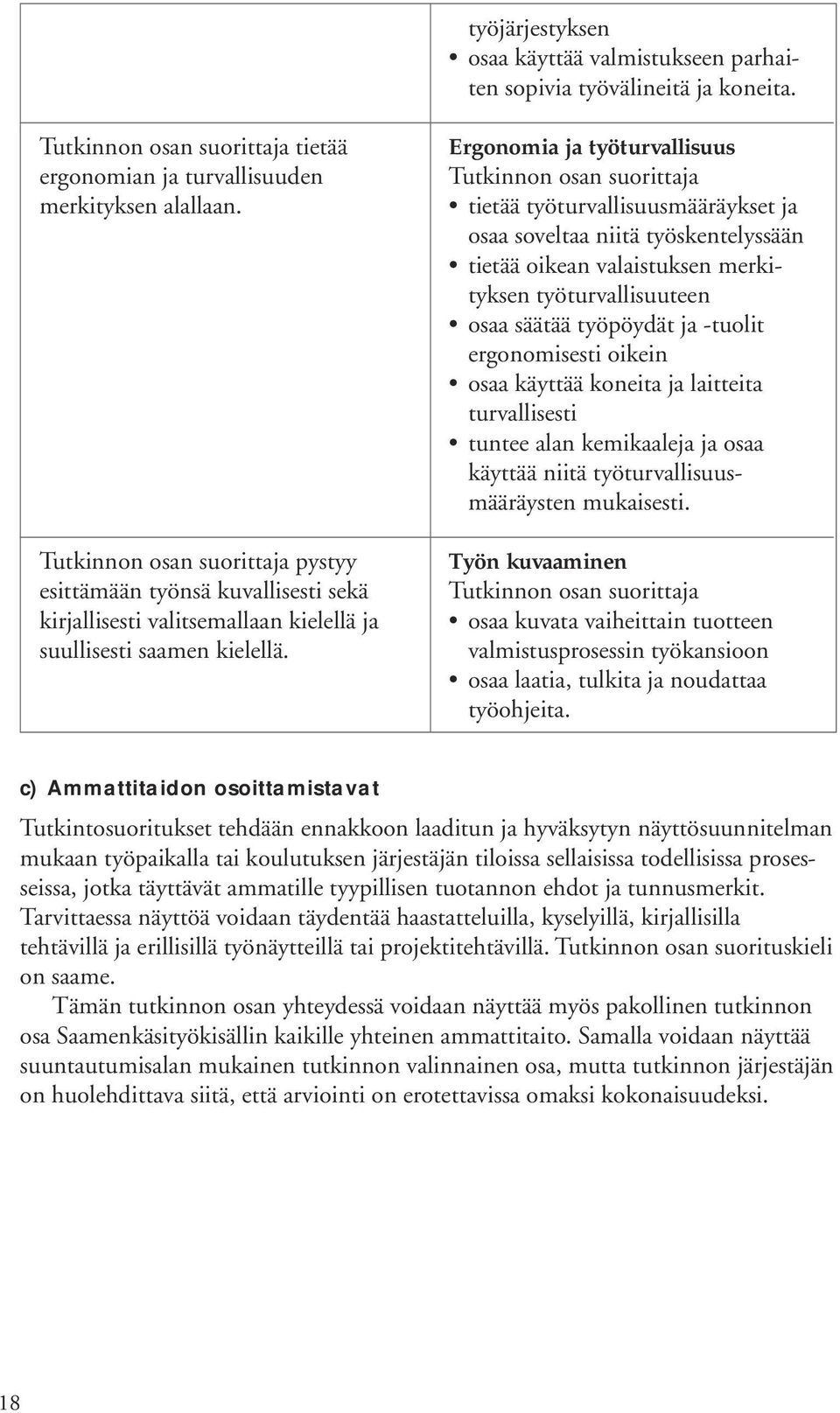 Ergonomia ja työturvallisuus tietää työturvallisuusmääräykset ja osaa soveltaa niitä työskentelyssään tietää oikean valaistuksen merkityksen työturvallisuuteen osaa säätää työpöydät ja -tuolit