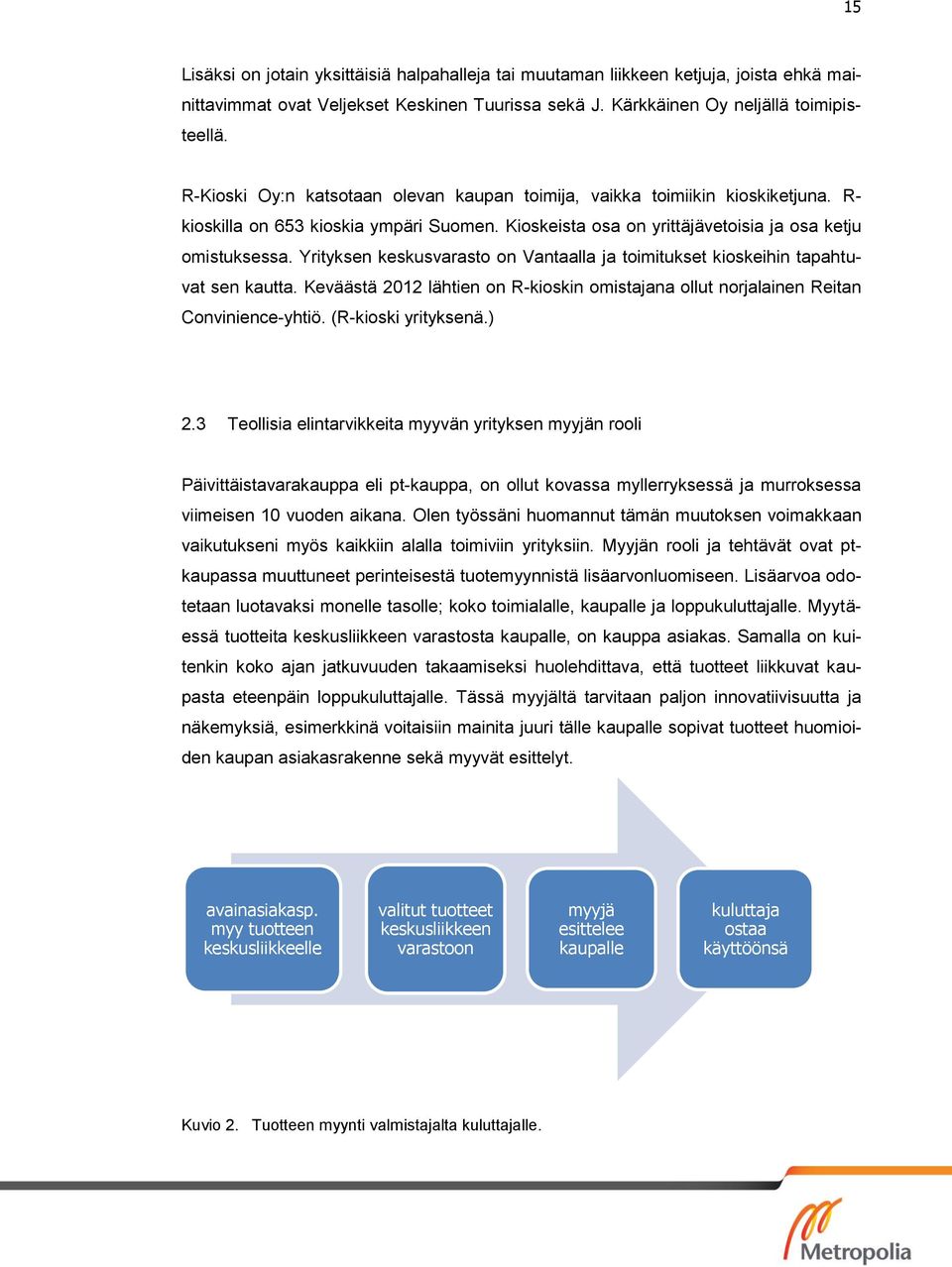 Yrityksen keskusvarasto on Vantaalla ja toimitukset kioskeihin tapahtuvat sen kautta. Keväästä 2012 lähtien on R-kioskin omistajana ollut norjalainen Reitan Convinience-yhtiö. (R-kioski yrityksenä.