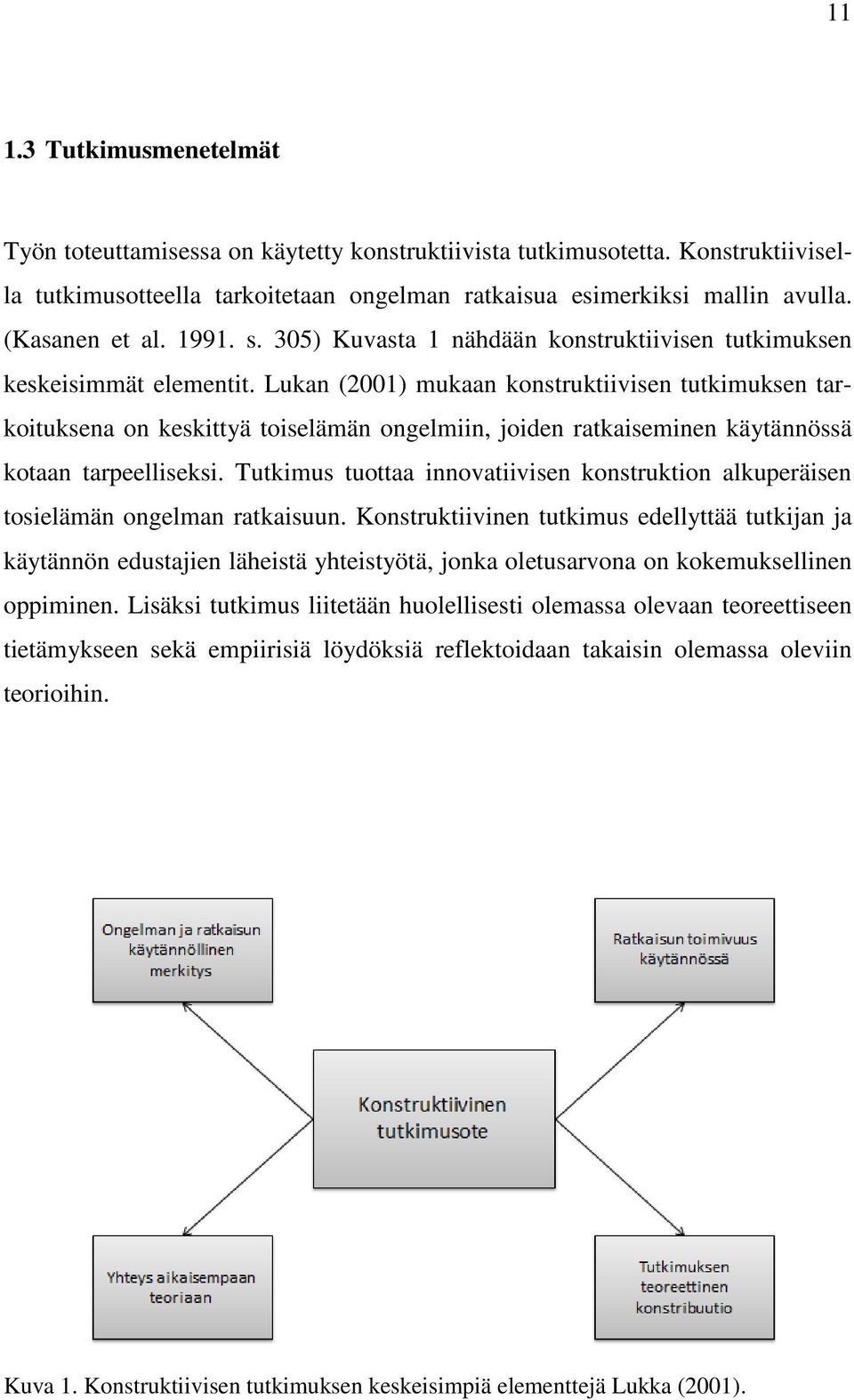 Lukan (2001) mukaan konstruktiivisen tutkimuksen tarkoituksena on keskittyä toiselämän ongelmiin, joiden ratkaiseminen käytännössä kotaan tarpeelliseksi.